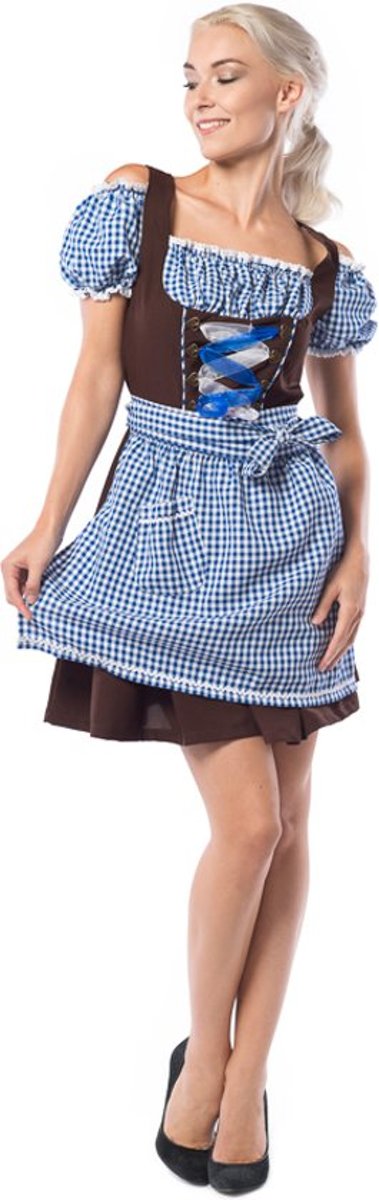 Oktoberfest jurkje Dames |  luxe Tiroler Jurkje dames |  Anne| Ruth |  Blauw/Bruin | 5XL